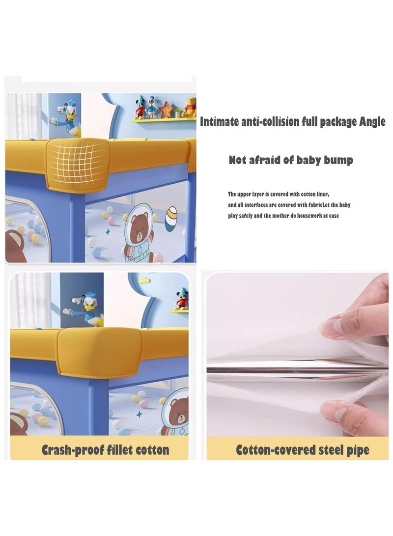 Baby Playpen, 200 X 180 CM Extra Large Playpen for Babies Kids Safe Play Center for Babies with Breathable Mesh and Zipper Door and Toddlers Gives Mommy a Break With 2 Hand Grips, 60 Balls, 1 Storage Bag