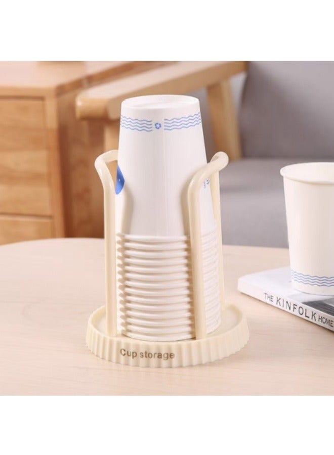 بيوينتي حامل أكواب ورقية للاستخدام مرة واحدة لتخزين الأكواب، حامل أكواب ماء، صينية أكواب قهوة، رف تصريف، رف أكواب، بيج - Image 1