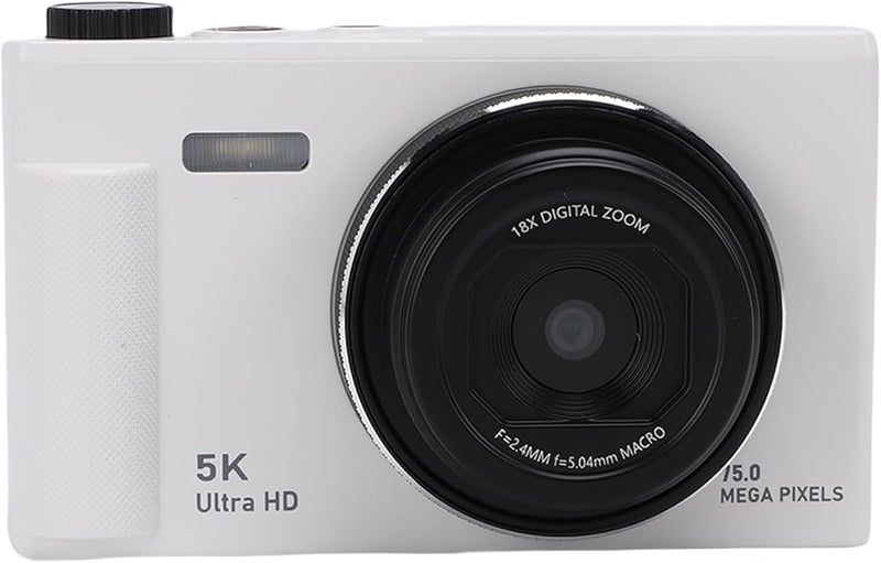 Asixxsix 5K 75MP Digital Camera 18X Zoom Autofocus Vlog Camera With 2 8 Inch Flip Screen White - Image 2