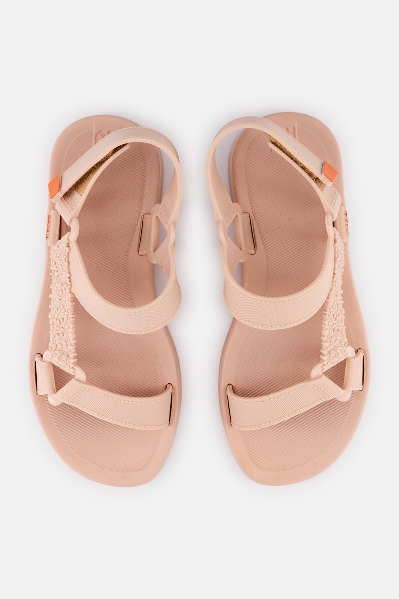 Zaxy Women Velcro Closure Sandal, Peach - Image 4