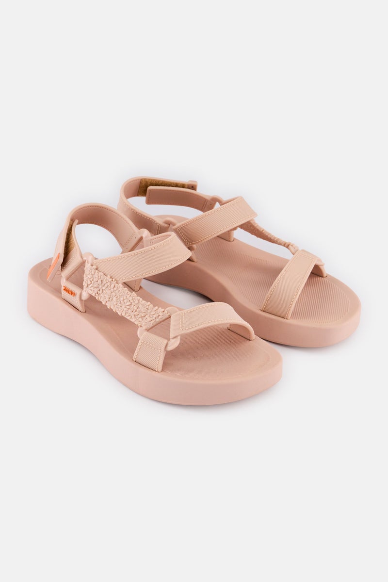 Zaxy Women Velcro Closure Sandal, Peach - Image 1
