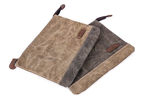 Gootium Waxed Canvas Zip Pouch Set - Zippered Makeup Bag Office Supply Folio Pencil Bag Multipurpose Organizer Accessories Holder (2 PACK) - Image 3