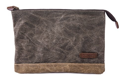 Gootium Waxed Canvas Zip Pouch Set - Zippered Makeup Bag Office Supply Folio Pencil Bag Multipurpose Organizer Accessories Holder (2 PACK) - Image 4