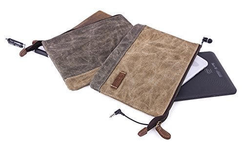 Gootium Waxed Canvas Zip Pouch Set - Zippered Makeup Bag Office Supply Folio Pencil Bag Multipurpose Organizer Accessories Holder (2 PACK) - Image 5