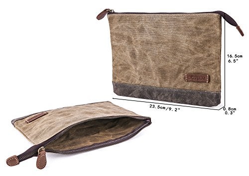 Gootium Waxed Canvas Zip Pouch Set - Zippered Makeup Bag Office Supply Folio Pencil Bag Multipurpose Organizer Accessories Holder (2 PACK) - Image 2