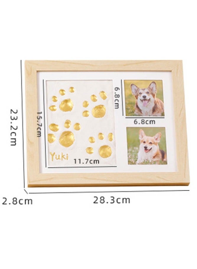 بالمعنى إطار صور لبصمة يد وقدم الطفل | مجموعة تذكارية خشبية لبصمات الأطفال والقطط والكلاب، هدية مثالية للآباء الجدد - Image 3