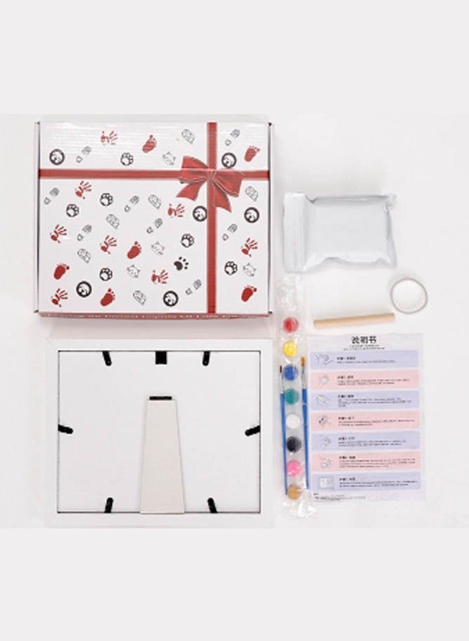 بالمعنى إطار صور لبصمة يد وقدم الطفل | مجموعة تذكارية خشبية لبصمات الأطفال والقطط والكلاب، هدية مثالية للآباء الجدد - Image 4