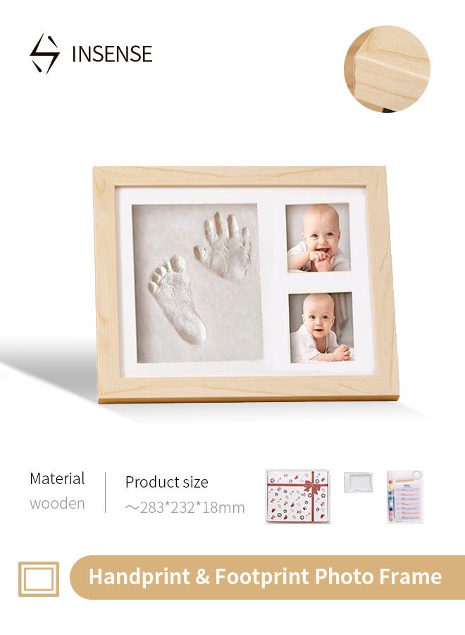 بالمعنى إطار صور لبصمة يد وقدم الطفل | مجموعة تذكارية خشبية لبصمات الأطفال والقطط والكلاب، هدية مثالية للآباء الجدد - Image 1