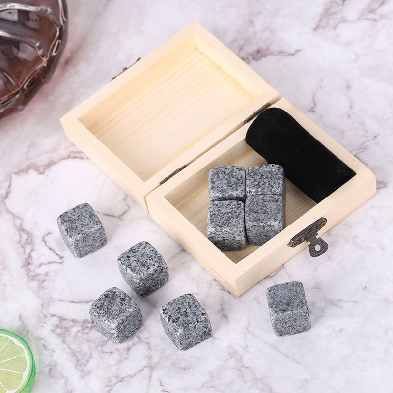 9Pcs Whisky Wine Chilling Stones Set Home Drink Chiller Stones Rocks Wooden Box Sesame Grey - Image 5