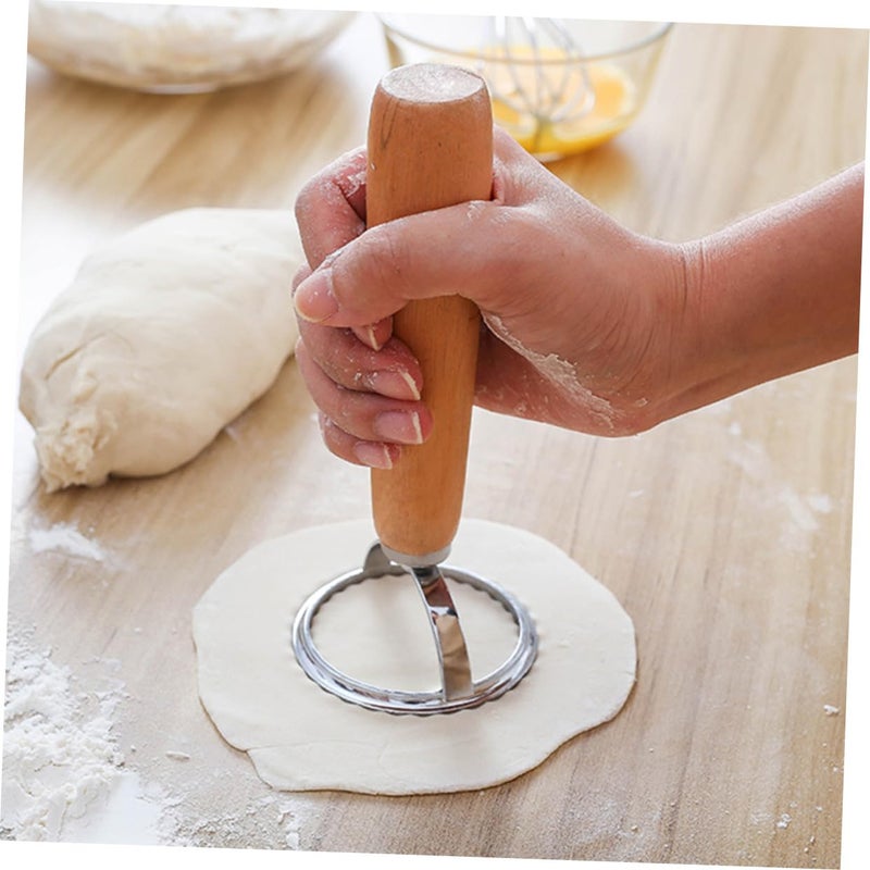 Wooden Handle Round Lace Biscuit Mold Fondant Cutter For Baking Cookies Cake Decor - Image 3