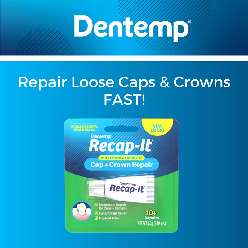 Dentemp Recap-It Cap and Crown Repair Dental Kit - Fast Acting Formula Dental Cement for Loose Caps (Pack of 1) - Temporary Cement for Crown and Bridge - Image 3