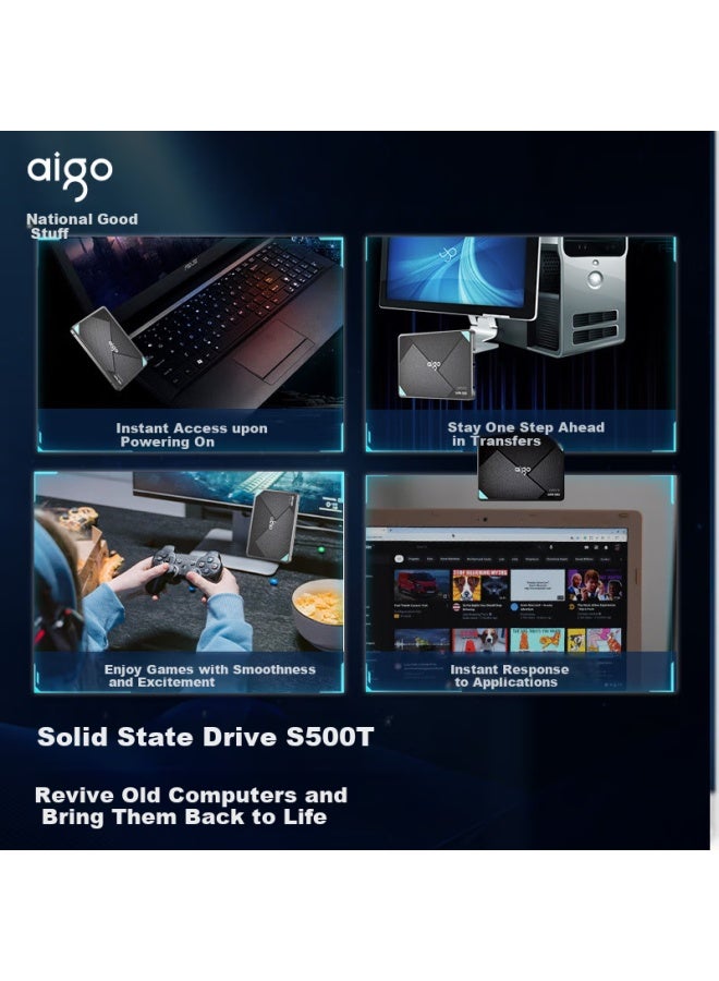 Aigo 128gb Ssd, Sata 3.0 Interface, 2.5-inch Tlc Nand, Desktop And Laptop System Drive, Read Speed 500mb/s, Storage Accessory S500t - Image 1