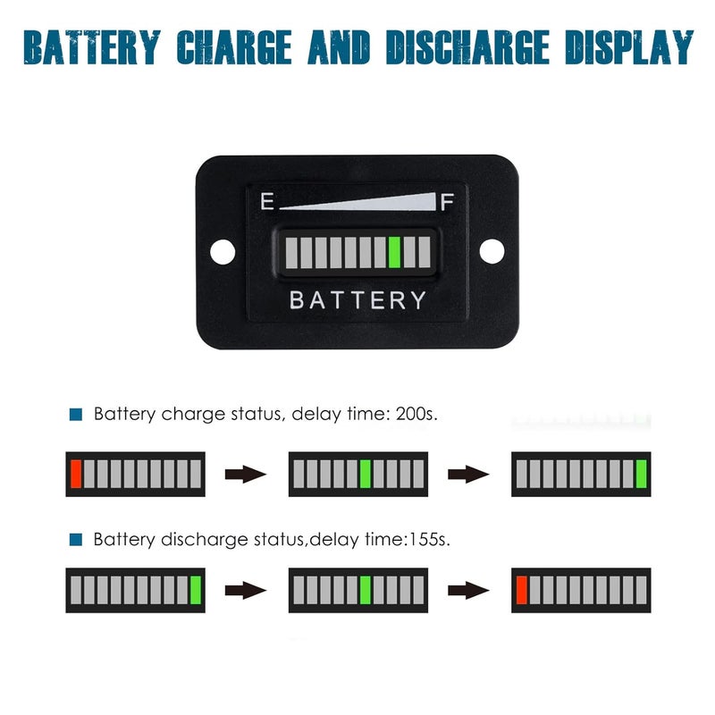 Runleader 12V to 24V LED Battery Power Indicator,Battery Charge & Discharge Display,Applicable to Lead Acid Battery Powered Golf Cart Forklift Lawn Mower Leaf Trimmer Motorhome etc. - Image 3