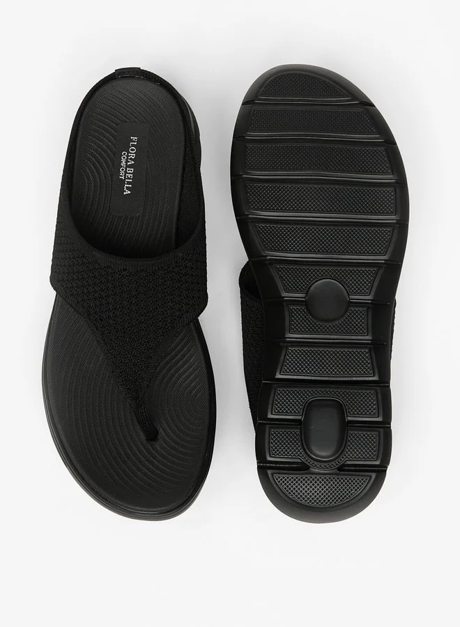 Flora Bella By Shoexpress Womens Textured Slip-On Comfort Sandals
