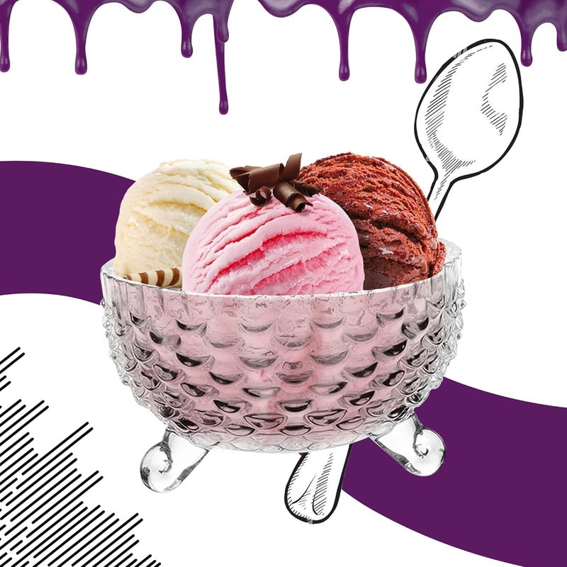 LVOOK Glass Ice Cream Bowls Set Salad Dessert Glass Bowls Transparent Elegant Design for Ice Cream Faluda Kulfi Fruits Perfect Dessert Serving Bowls Footed Dessert Cups 150 ml Pack of 6 - Image 5