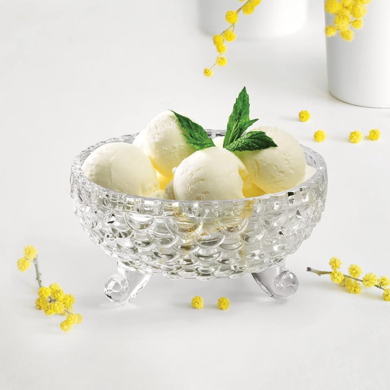 LVOOK Glass Ice Cream Bowls Set Salad Dessert Glass Bowls Transparent Elegant Design for Ice Cream Faluda Kulfi Fruits Perfect Dessert Serving Bowls Footed Dessert Cups 150 ml Pack of 6 - Image 2