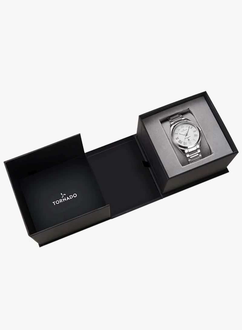 Tornado White Men's Solid stainless steel with Polished and brushed links. 3H with date Display Watch T8007-SBSW - 42mm mm for Men | Best Price UAE