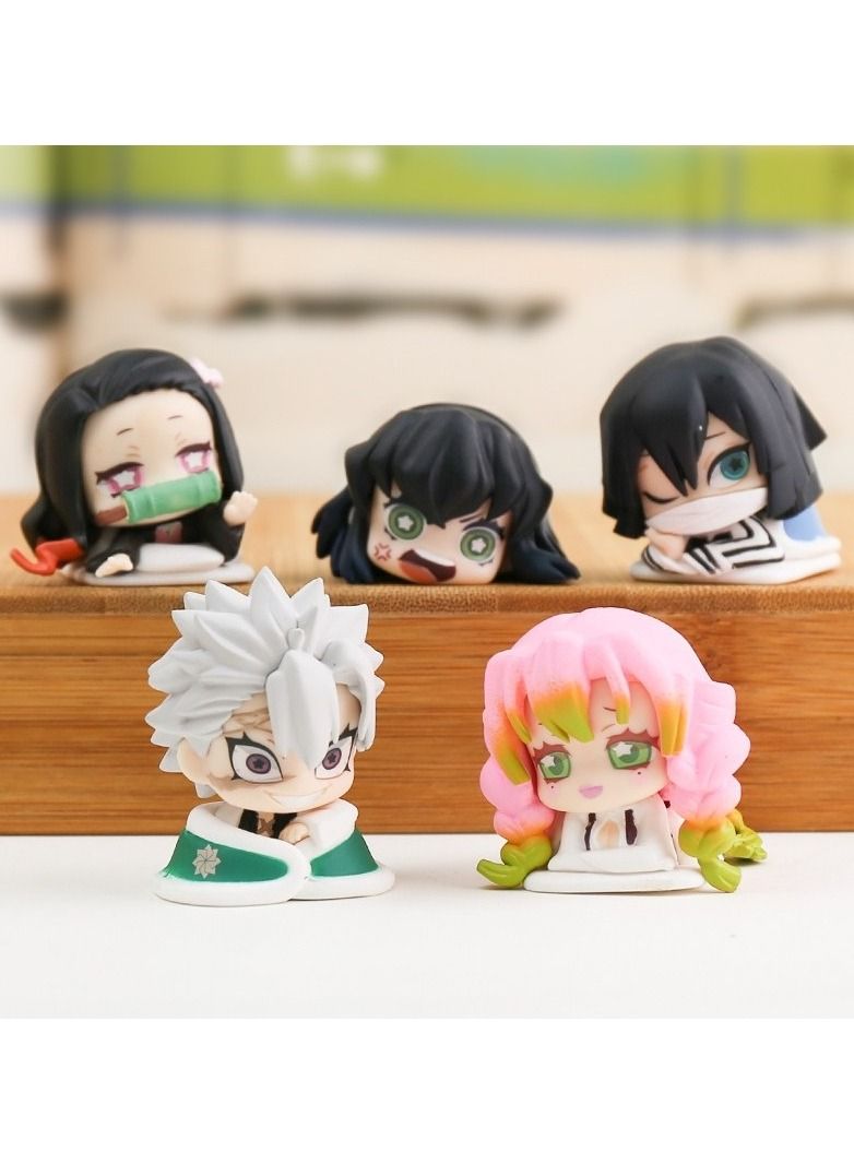 QiaoKai 5-Piece Demon Slayer Yaiba Action Figure Playset, with 50pcs Anime Stickers, Anime Figure Fan Collection Figurine for Children, Teens  - Image 2