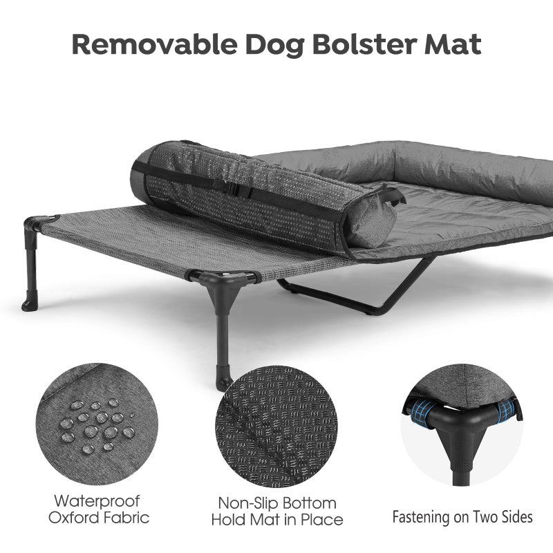 Veehoo Cooling Elevated Dog Bed Add Removable Waterproof Bolster Cushion Mat, Raised Pet Cot with Breathable Teslin Mesh, No-Slip Feet, Dog Sofa Bed for Indoor Outdoor, XLarge, Black Silver - Image 4