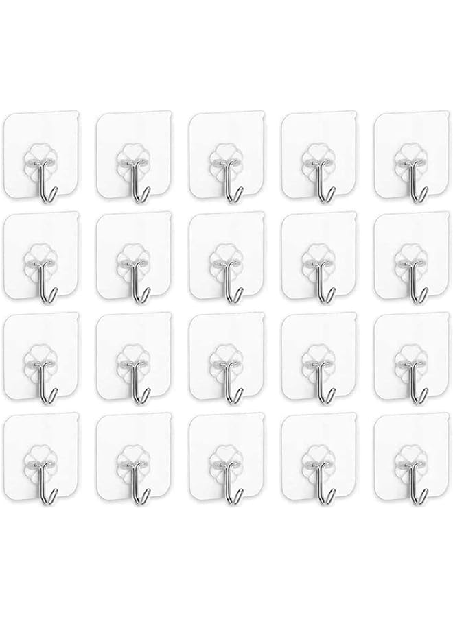 SKY-TOUCH Adhesive Hooks Heavy Duty Wall Hooks 20Pack 8Kg Max Self Adhesive Hook - Image 1