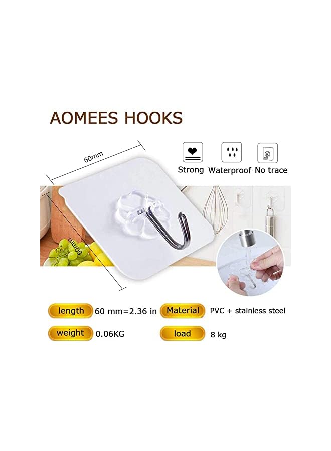SKY-TOUCH Adhesive Hooks Heavy Duty Wall Hooks 20Pack 8Kg Max Self Adhesive Hook - Image 3