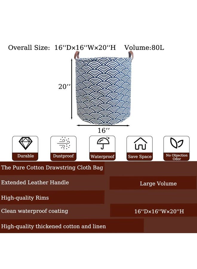 TeLUVHome 80L Waterproof Laundry Hamper in Family Leather Handle Laundry Basket in Dormitory Collapsible Laundry Bag in Nursery Large Clothes Toy Storage (951-Satisfied laundry hampers, 80L) - Image 2