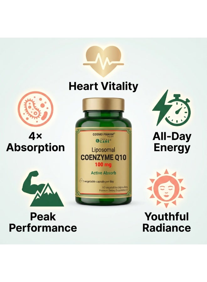 Cosmo Pharm Liposomal Coenzyme Q10 100mg | High Absorption Support for Heart, Energy & Antioxidant Protection | 90 Vegetable Capsules - Image 3