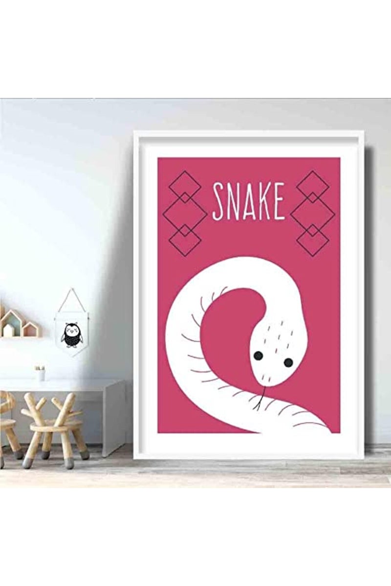 Artze Wall Art ملصق فن الجدار أرتزي ثعبان اسكندنافي هندسي لحضانة، حجم A2، وردي زاهي - Image 3