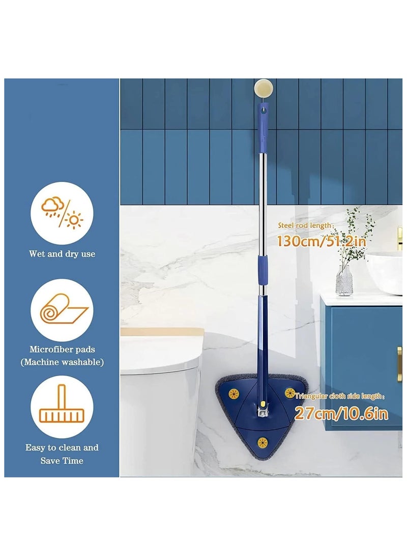ممسحة مثلثة قابلة للدوران 360 درجة لتنظيف الأرضيات، ممسحة ضغط ذاتية أوتوماتيكية تعمل بالدفع والسحب، ممسحة مطبخ لتنظيف الغبار من الألياف الدقيقة لتنظيف الأرضيات والحوائط ونافذة السيارة - Image 4
