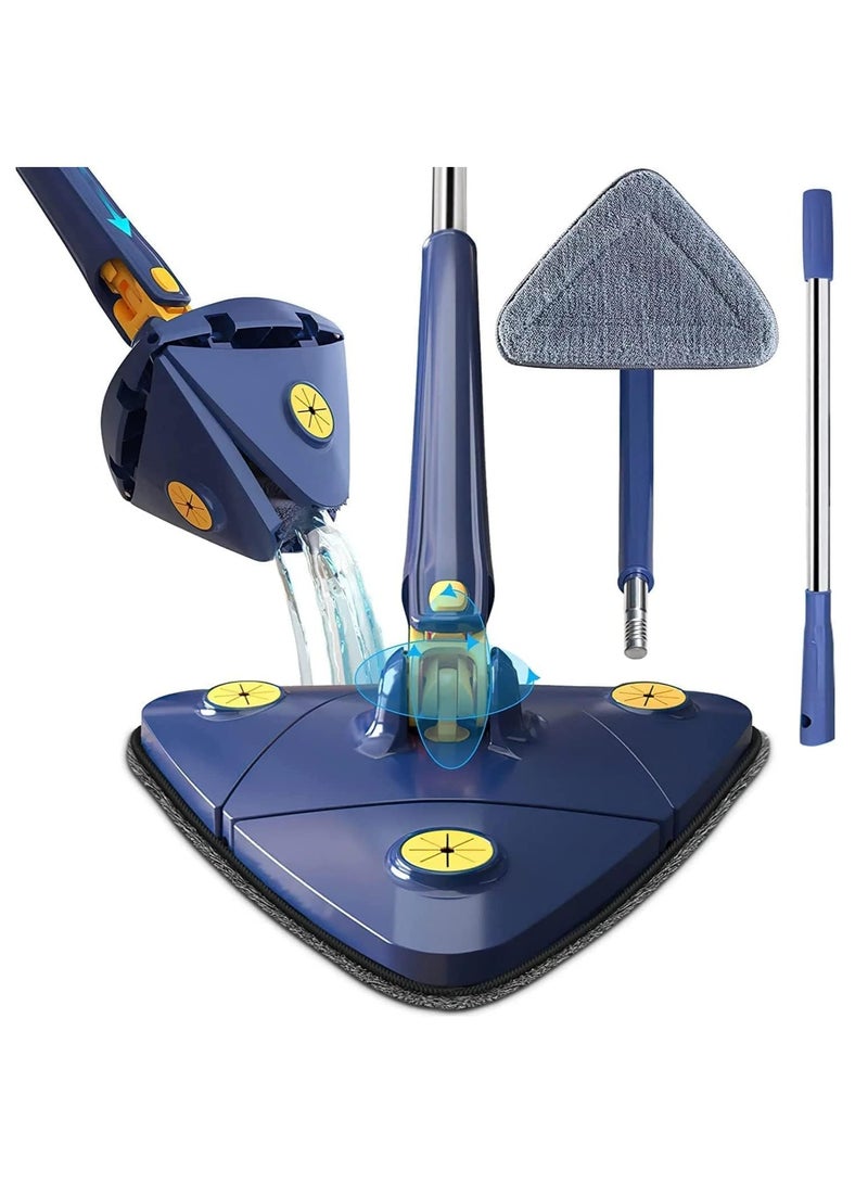 ممسحة مثلثة قابلة للدوران 360 درجة لتنظيف الأرضيات، ممسحة ضغط ذاتية أوتوماتيكية تعمل بالدفع والسحب، ممسحة مطبخ لتنظيف الغبار من الألياف الدقيقة لتنظيف الأرضيات والحوائط ونافذة السيارة - Image 1