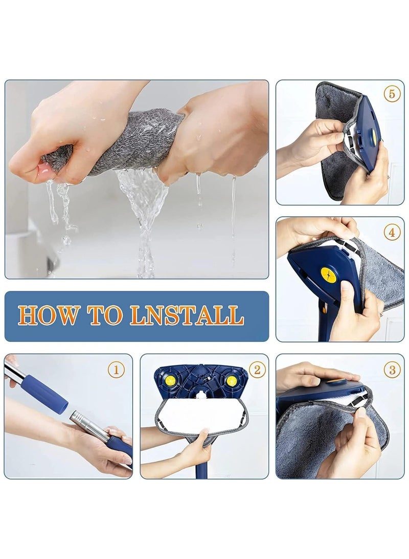 ممسحة مثلثة قابلة للدوران 360 درجة لتنظيف الأرضيات، ممسحة ضغط ذاتية أوتوماتيكية تعمل بالدفع والسحب، ممسحة مطبخ لتنظيف الغبار من الألياف الدقيقة لتنظيف الأرضيات والحوائط ونافذة السيارة - Image 5