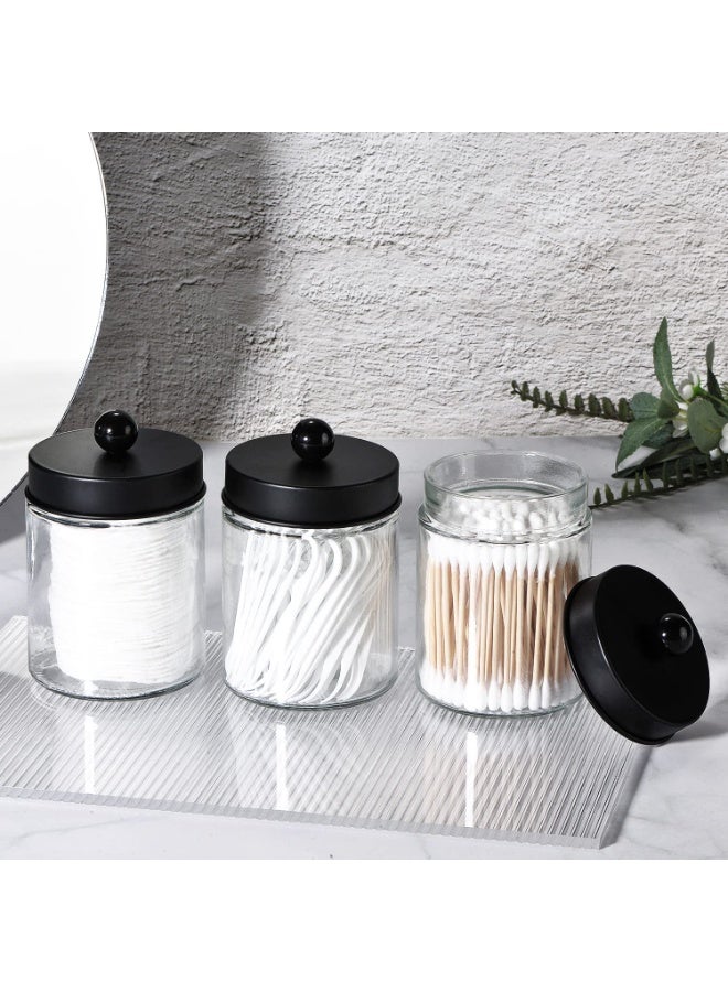 3 Pack Apothecary Jar Canisters Bathroom Vanity Organizer, Qtip Holder Storage Set with Stainless Steel Lids & Cute Stickers for Cotton Swabs, Makeup Sponges and Floss - Image 5