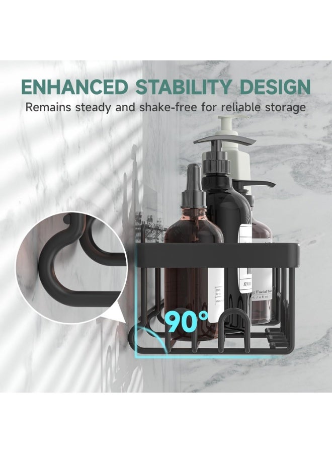 حامل دش مقاوم للصدأ والماء من 5 قطع، رف يثبت على الحائط بدون ثقب، حامل ثقيل الوزن، ملحقات تخزين منظمة كبيرة، مثالية للحمام والمنزل والمطبخ - Image 2