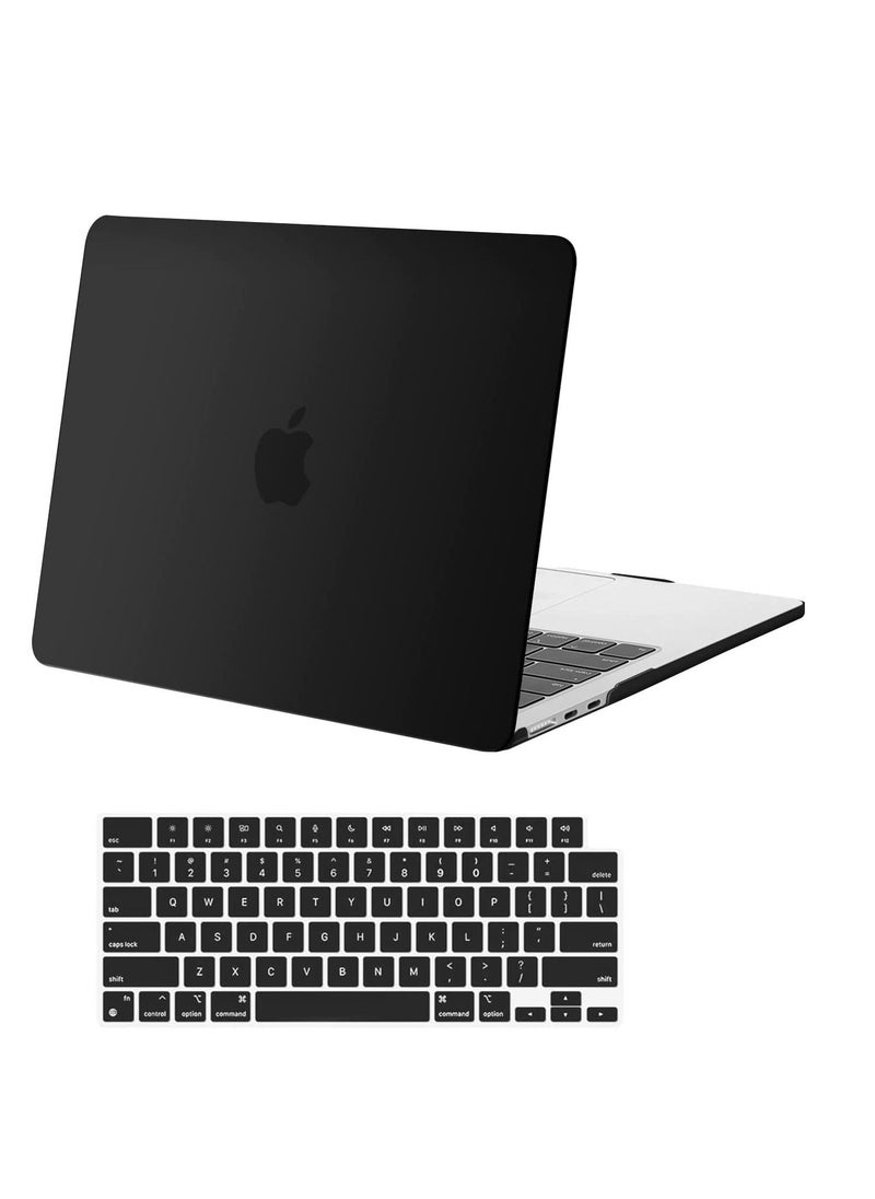 Generic - MacBook Air 13.6 inch Case 2022 Release A2681 M2 Chip with Retina Display & Touch ID Protective Plastic Hard Shell Case & Keyboard Cover Skin Black - Image 1