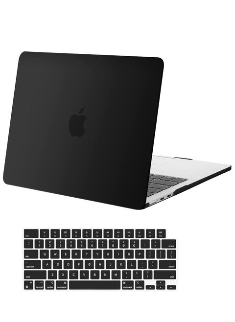 MacBook Air 13.6 inch Case 2022 Release A2681 M2 Chip with Retina Display & Touch ID Protective Plastic Hard Shell Case & Keyboard Cover Skin Black