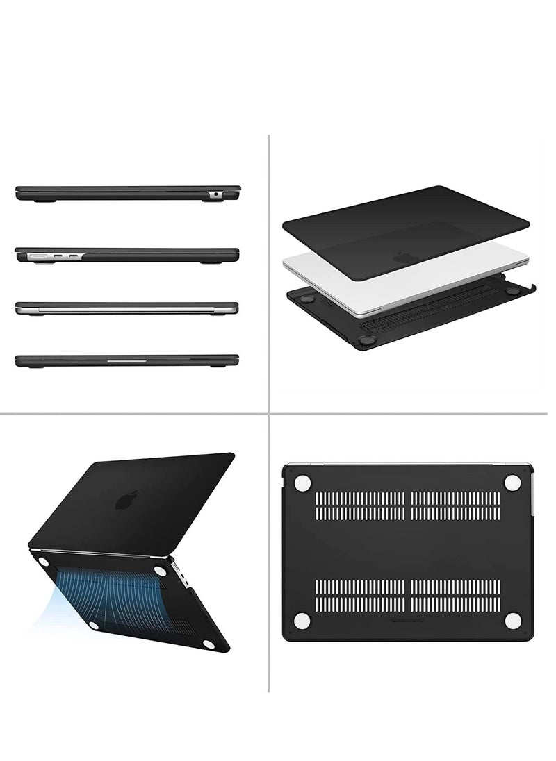 Generic - MacBook Air 13.6 inch Case 2022 Release A2681 M2 Chip with Retina Display & Touch ID Protective Plastic Hard Shell Case & Keyboard Cover Skin Black - Image 1