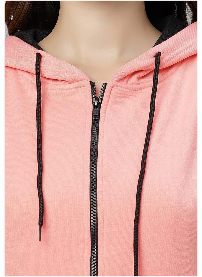 وير يور أوبينين - هودي نسائي من القطن بغطاء للرأس من Wear Your Opinion (وردي مرجاني، كبير) - Image 1