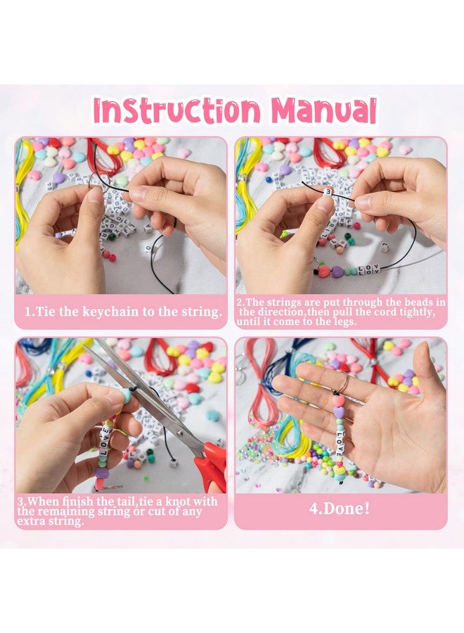 WATINC 286Pcs Diy Keychain Making Crafts Kits Adjustable Letter Heart Shape 6Mm Pony Transparent Beads Key Ring Bag Charm Bracelet Supplies Jewelry Accessories Holiday Party Favor For Women Men - Image 3