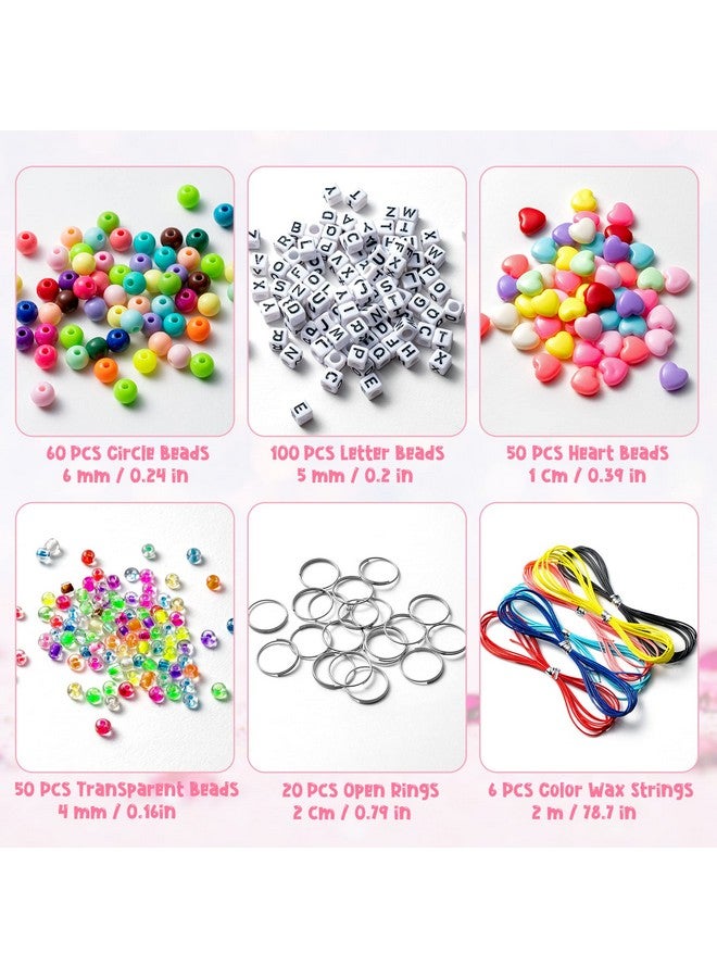 WATINC 286Pcs Diy Keychain Making Crafts Kits Adjustable Letter Heart Shape 6Mm Pony Transparent Beads Key Ring Bag Charm Bracelet Supplies Jewelry Accessories Holiday Party Favor For Women Men - Image 2