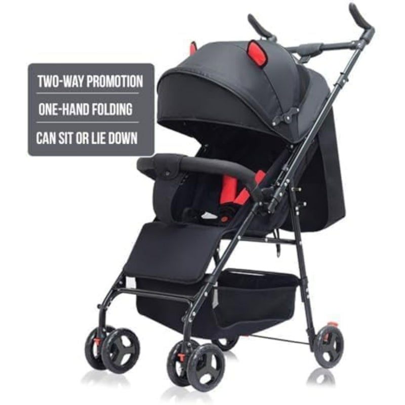 Cabin Stroller for airplane travel ultra lightweight aluminum frame, black matte finish, compact fold under 20 inches with multi-position adjustable seat - Image 4
