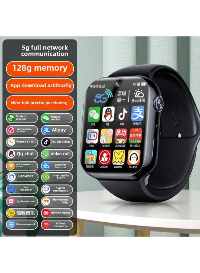 【للطلاب】 ساعة هاتف ذكي 5G Netcom للأطفال في المدارس الابتدائية والمدارس الإعدادية والمدارس الثانوية ومكالمات فيديو ببطاقة إضافية - اللون: الإصدار العلوي - أسود 【alipay + V Letter Qq + التعرف على الوجه + متصفح + تنزيل تطبيق التعلم + مكالمة فيديو + Wifi + تحديد المواقع】 - Image 1