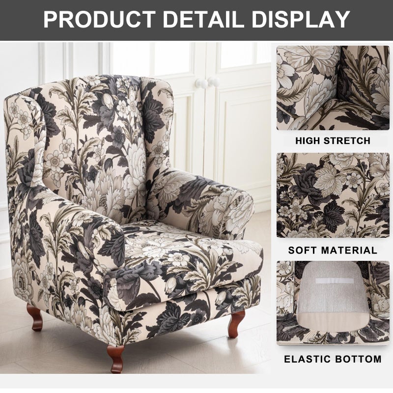 Eco-Ancheng Chair Covers Wingback Chair Slipcover 2-Piece Stretch Wing Chair Slipcovers Wingback Armchair Covers for Wingback Chairs with Elastic Bottom Non-Slip Furniture Protector for Living Room,36 - Image 3