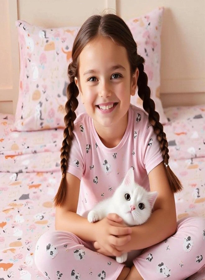 Swiftify Twin Sheet Set for Kids Girls, 3-Piece Bed Sheet Set for Toddler, Soft Brushed Microfiber Bedding, Deep Pocket, Wrinkle & Fade Resistant, Cute Cats - Image 2