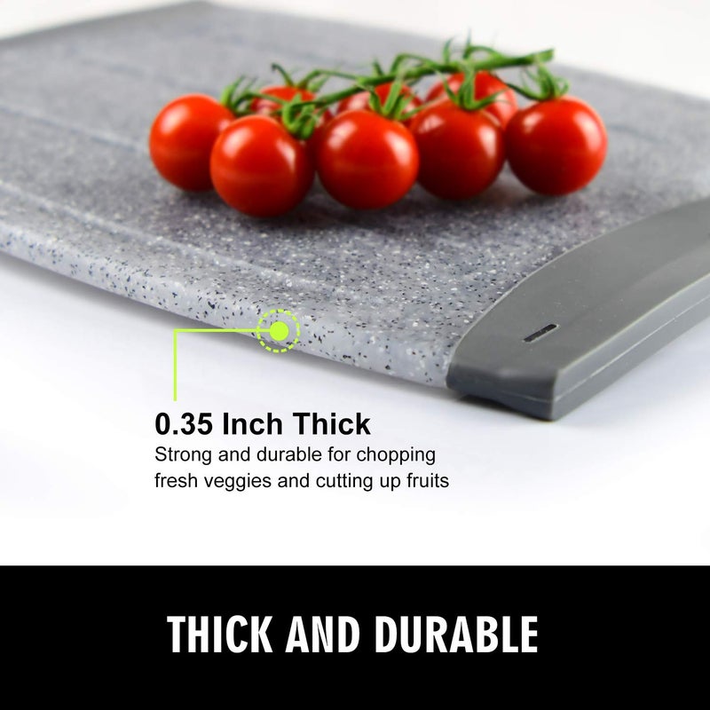 Ginkick Small Plastic Cutting Board, 7.48" Mini Cutting Board for Small Kitchen Task, Non Slip Cutting Board, Unique Design with Multiple Juice Grooves! BPA Free, Dishwasher Safe, Easy Grip Handle (Grey) - Image 3