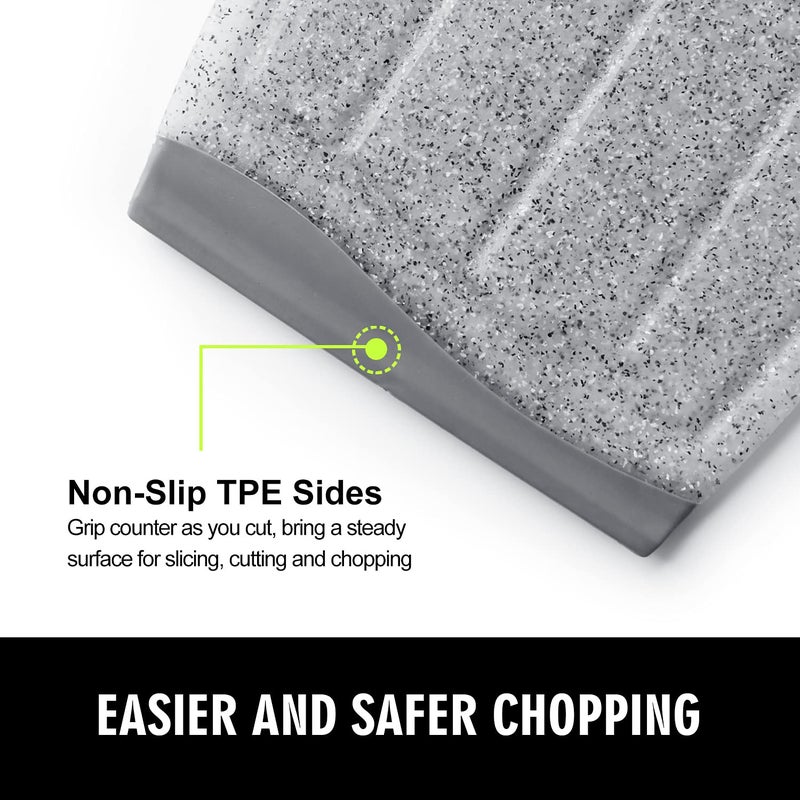 Ginkick Small Plastic Cutting Board, 7.48" Mini Cutting Board for Small Kitchen Task, Non Slip Cutting Board, Unique Design with Multiple Juice Grooves! BPA Free, Dishwasher Safe, Easy Grip Handle (Grey) - Image 5