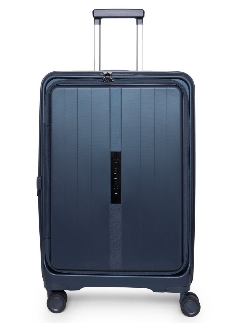 GIORDANO Giordano Titanium 24-Inch Check-In Luggage – Medium Hard Shell Trolley Suitcase with Extra Secure Lock, Expandable Luggage Design, 360° Double Spinner Wheels, Lightweight Unbreakable Travel Bag – Blue  - Image 1