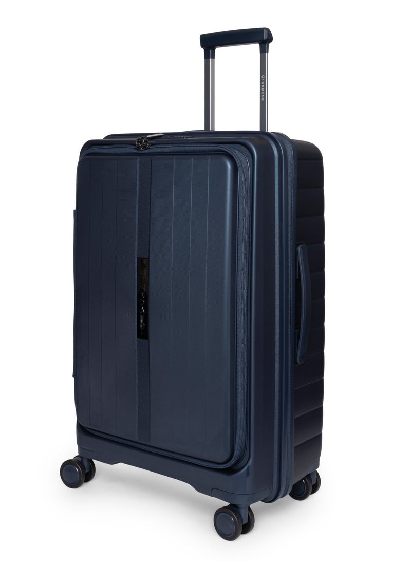 GIORDANO Giordano Titanium 24-Inch Check-In Luggage – Medium Hard Shell Trolley Suitcase with Extra Secure Lock, Expandable Luggage Design, 360° Double Spinner Wheels, Lightweight Unbreakable Travel Bag – Blue  - Image 2