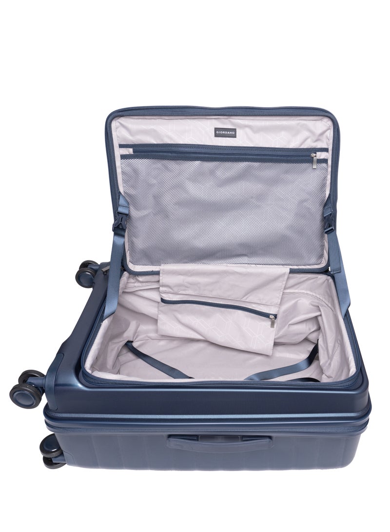 GIORDANO Giordano Titanium 24-Inch Check-In Luggage – Medium Hard Shell Trolley Suitcase with Extra Secure Lock, Expandable Luggage Design, 360° Double Spinner Wheels, Lightweight Unbreakable Travel Bag – Blue  - Image 4