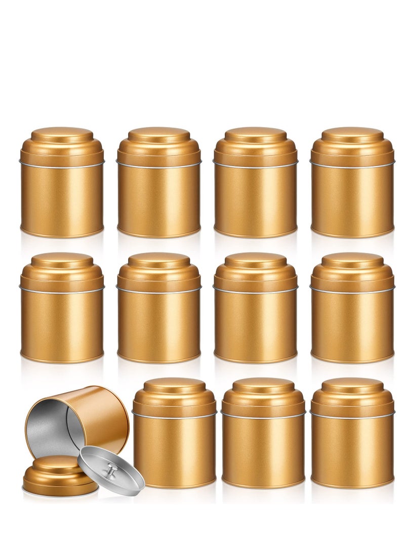 SYOSI Tea Tin Canister, Mini Tea Storage Containers Round Tin Canister for Loose Tea, 8 oz Round Tin Can Box Small Kitchen Tea Canister Loose for Storage Tea - Image 1