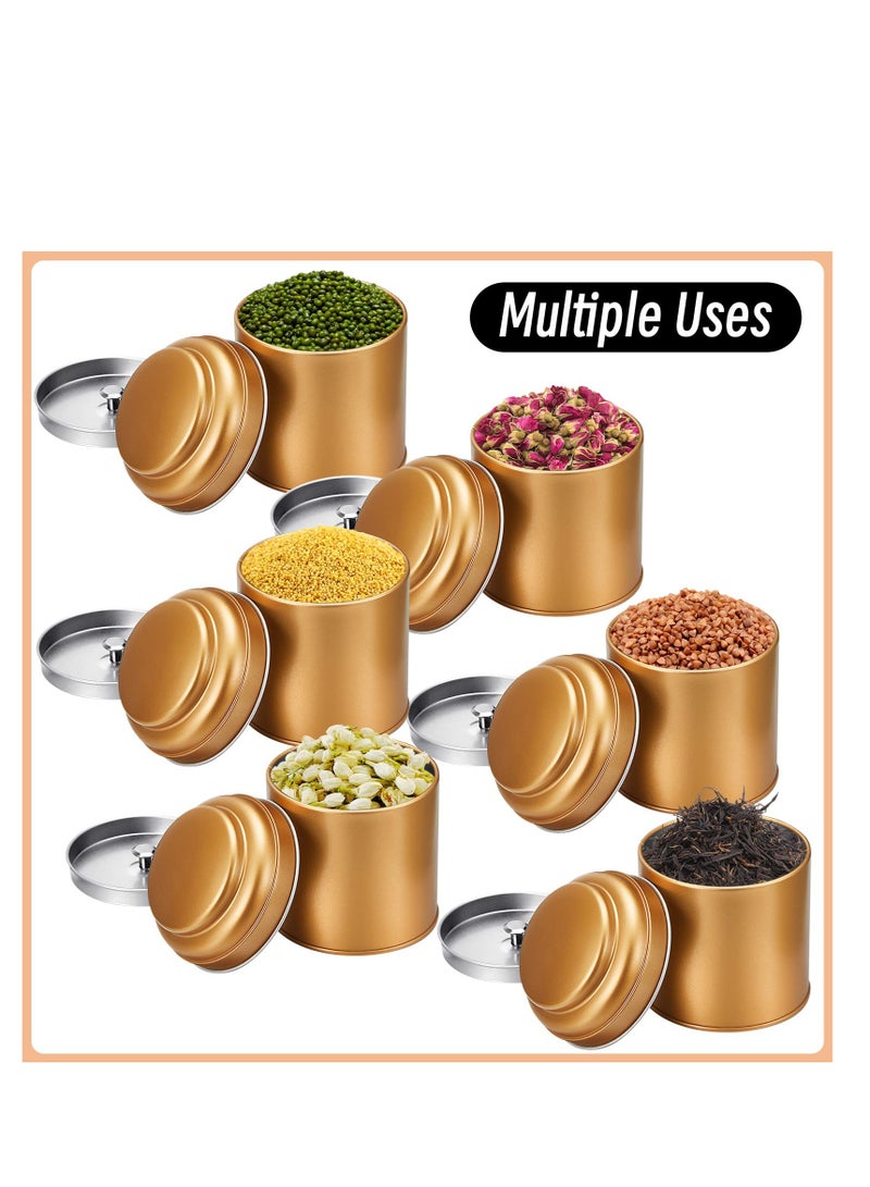 SYOSI Tea Tin Canister, Mini Tea Storage Containers Round Tin Canister for Loose Tea, 8 oz Round Tin Can Box Small Kitchen Tea Canister Loose for Storage Tea - Image 2